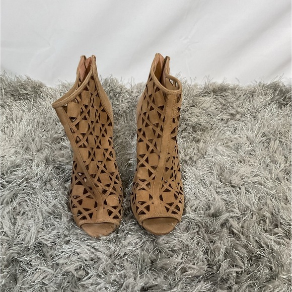 GUC Michael Kors Womens Suede Peep Toe Cage Stiletto Heel